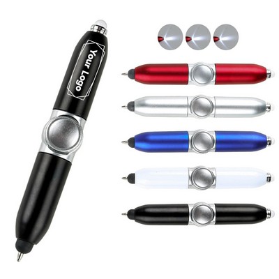 Multifunctional Rotating Ballpoint Pen with LED Light and Fidget Spinner